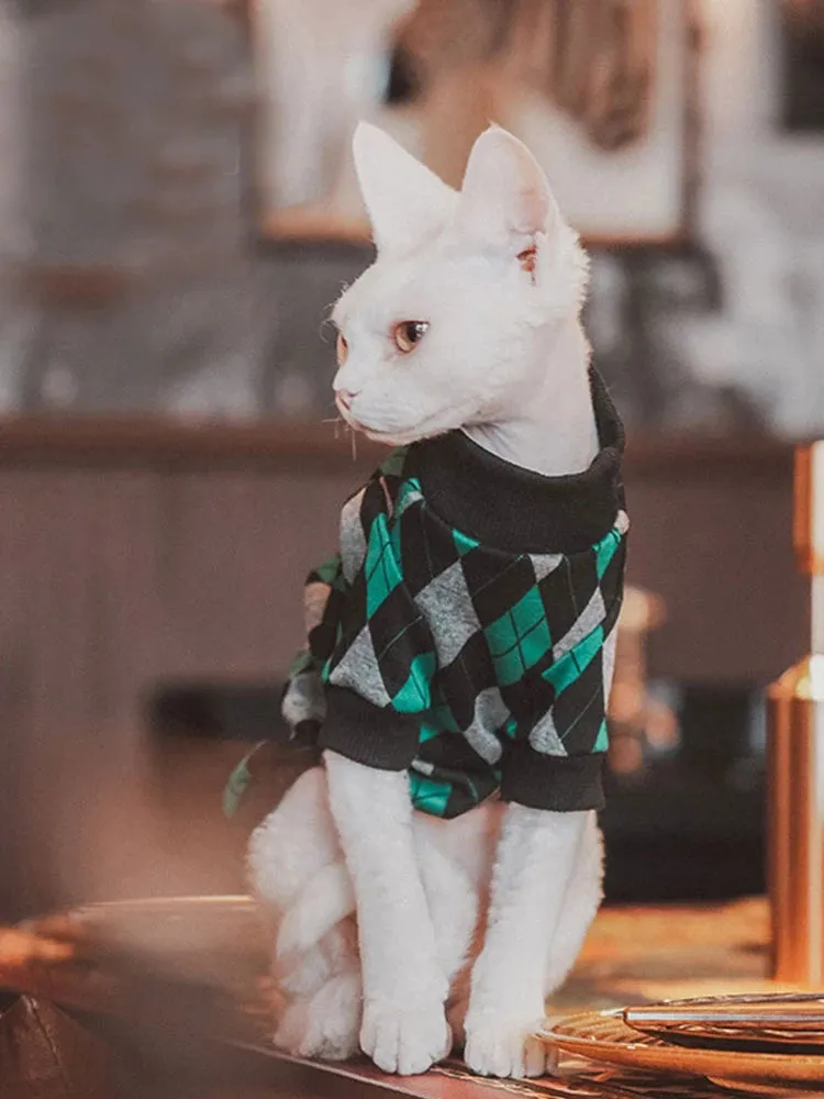 Thicken Warm Soft Sweatshirt for Male Cats & Dogs | Devon Rex & Sphynx Cotton Coat | Autumn & Spring Jumpsuit