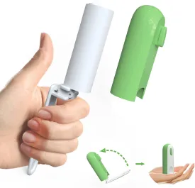 Travel Lint Roller for Pet Hair Extra Sticky, Portable Mini Lint Remover for Clothes, Small Size Lint Roller in Purse, Retractable & Foldable Dust Roll Pocket(120 Sheets Refill, Green)
