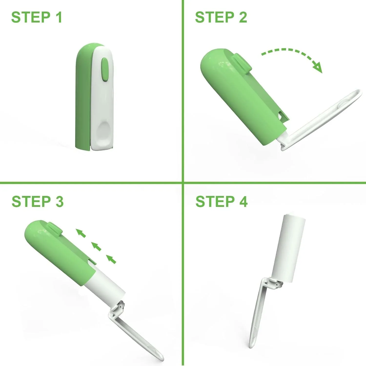 Travel Lint Roller for Pet Hair Extra Sticky, Portable Mini Lint Remover for Clothes, Small Size Lint Roller in Purse, Retractable & Foldable Dust Roll Pocket(120 Sheets Refill, Green)