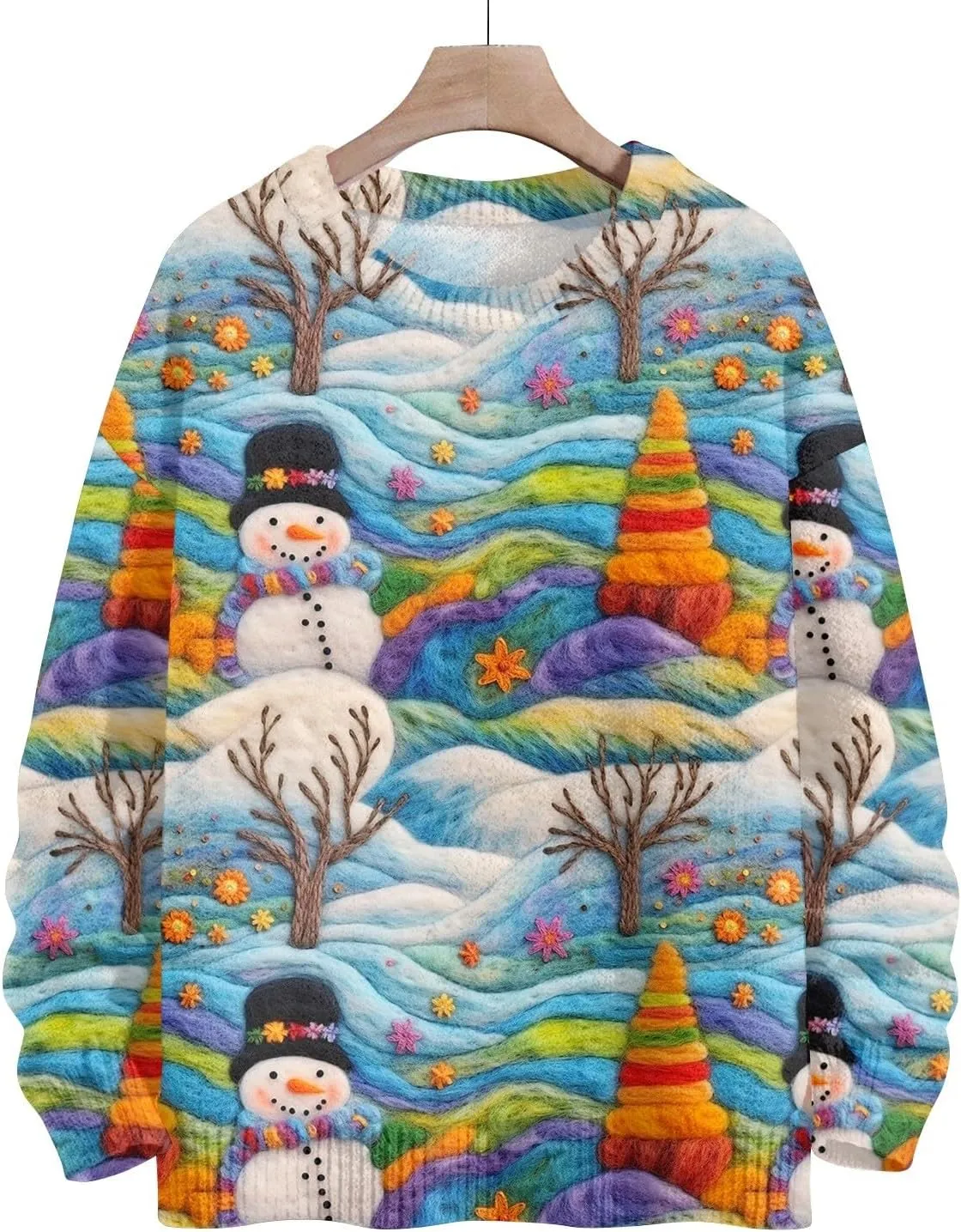 Ugly Christmas Sweaters for Women Plus Size Funny Cartoon Long Sleeve Oversized Crewneck Knit Xmas Sweaters 2024