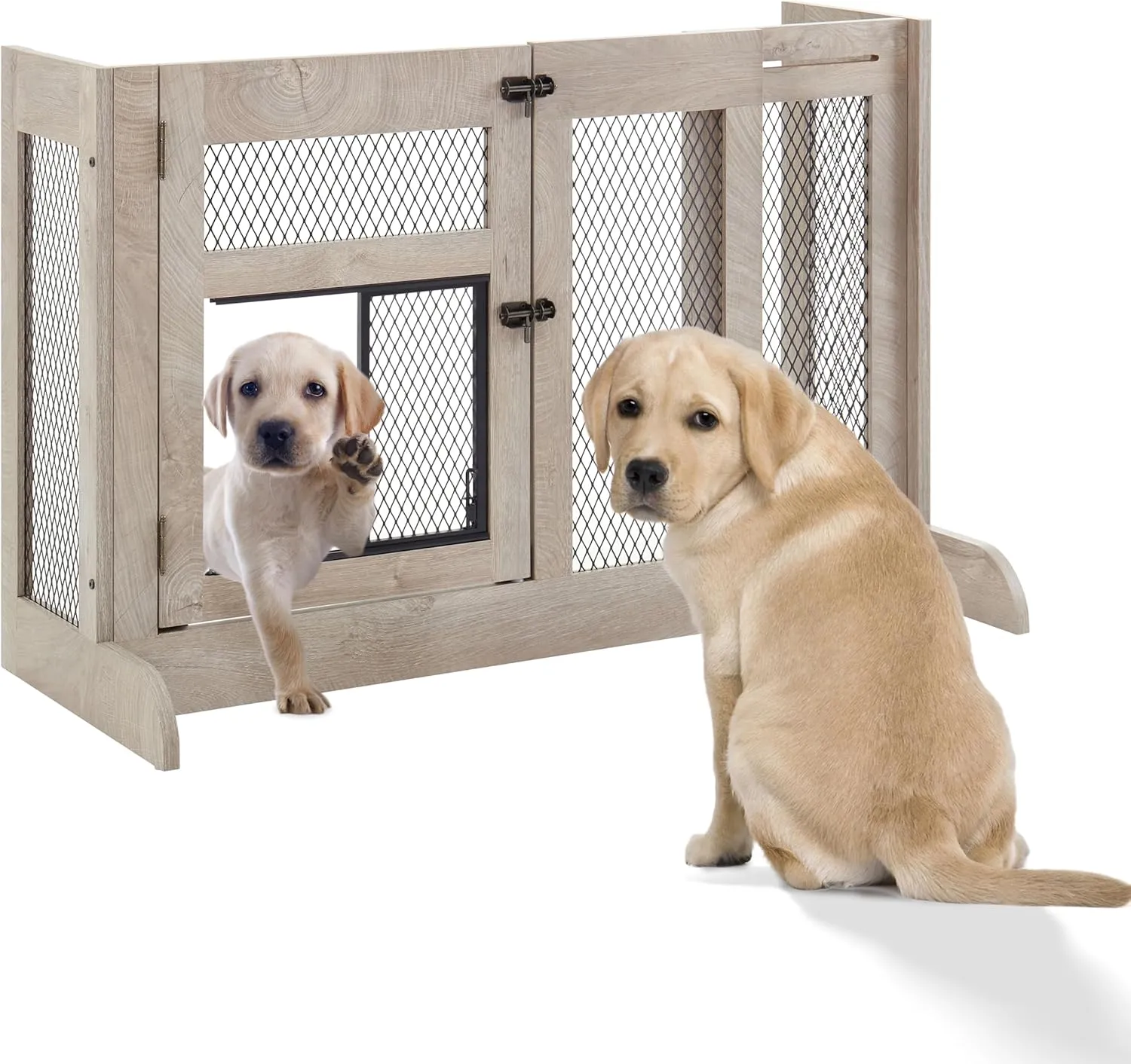 unipaws Dog Gate Indoor to Separate Puppy and Large Dogs for Stairs, Walk Through Pet Gate with Dog Door, Free Standing Dog Gate, Adjustable 33.3-41.6 Inches Wide