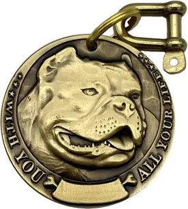 Vintage Pure Copper Pet ID Tags, Personalized Dog Tags, Three-Dimensional Relief American Bully Pitbull Pattern, Custom Pet Tags