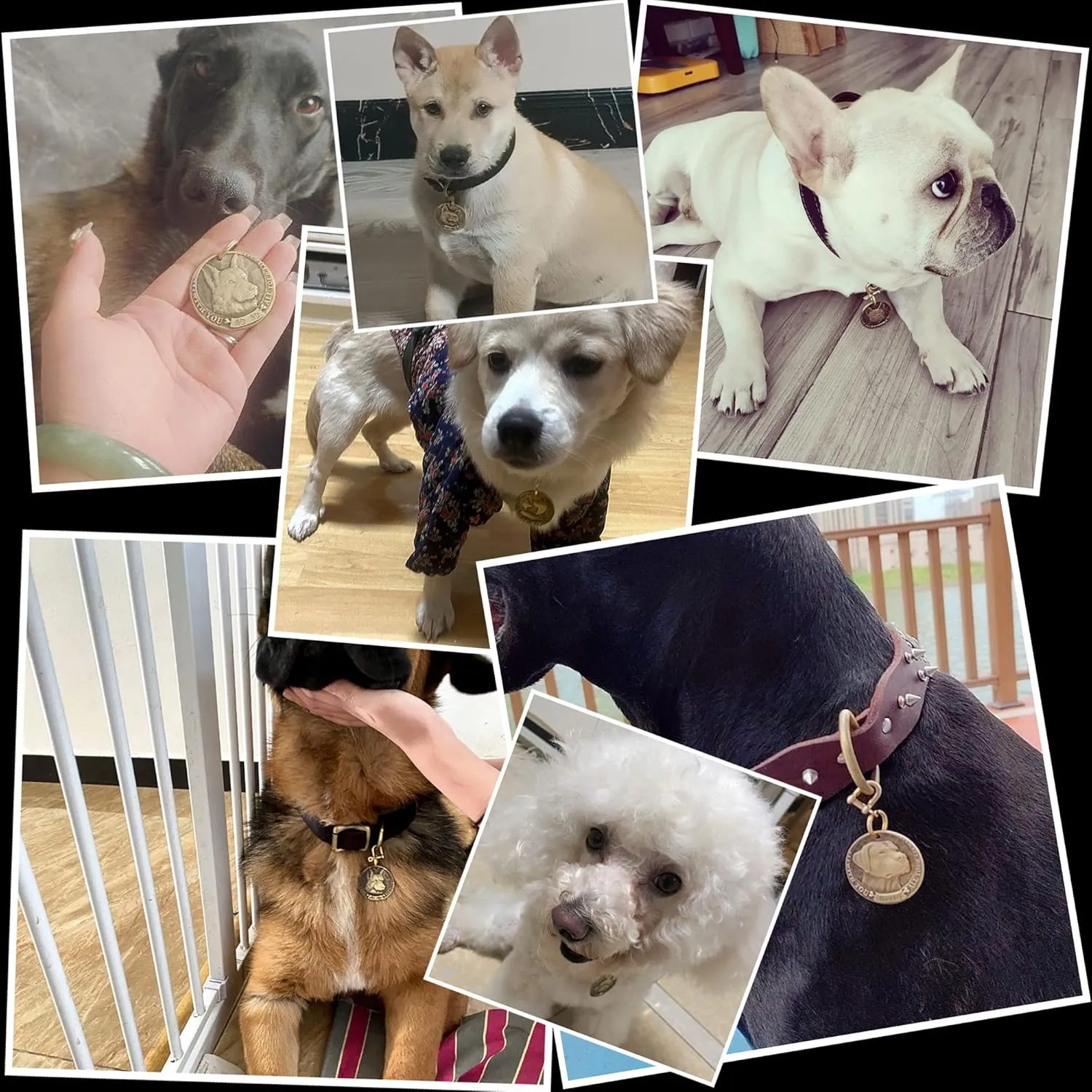 Vintage Pure Copper Pet ID Tags, Personalized Dog Tags, Three-Dimensional Relief American Bully Pitbull Pattern, Custom Pet Tags