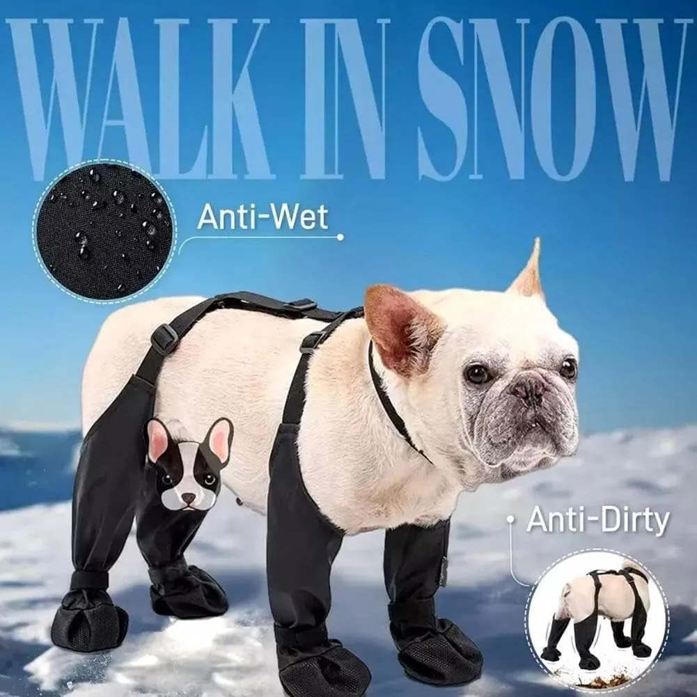 Waterproof Dog Boots with Suspenders, Anti-Slip Adjustable Paw Protector Leggings for Small/Medium/Large Breeds - Winter Summer Snow Rain Hiking Outdoor