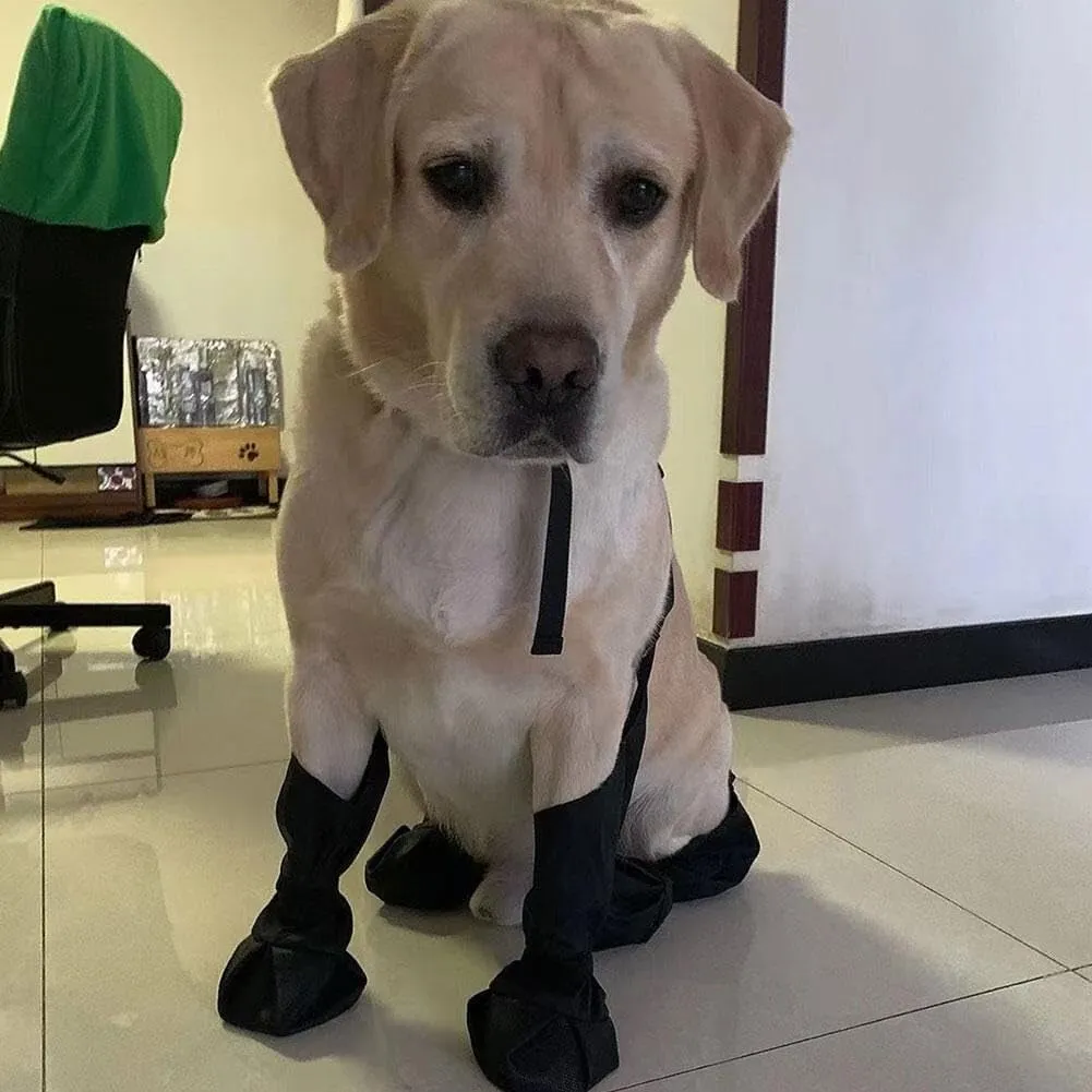 Waterproof Dog Boots with Suspenders, Anti-Slip Adjustable Paw Protector Leggings for Small/Medium/Large Breeds - Winter Summer Snow Rain Hiking Outdoor