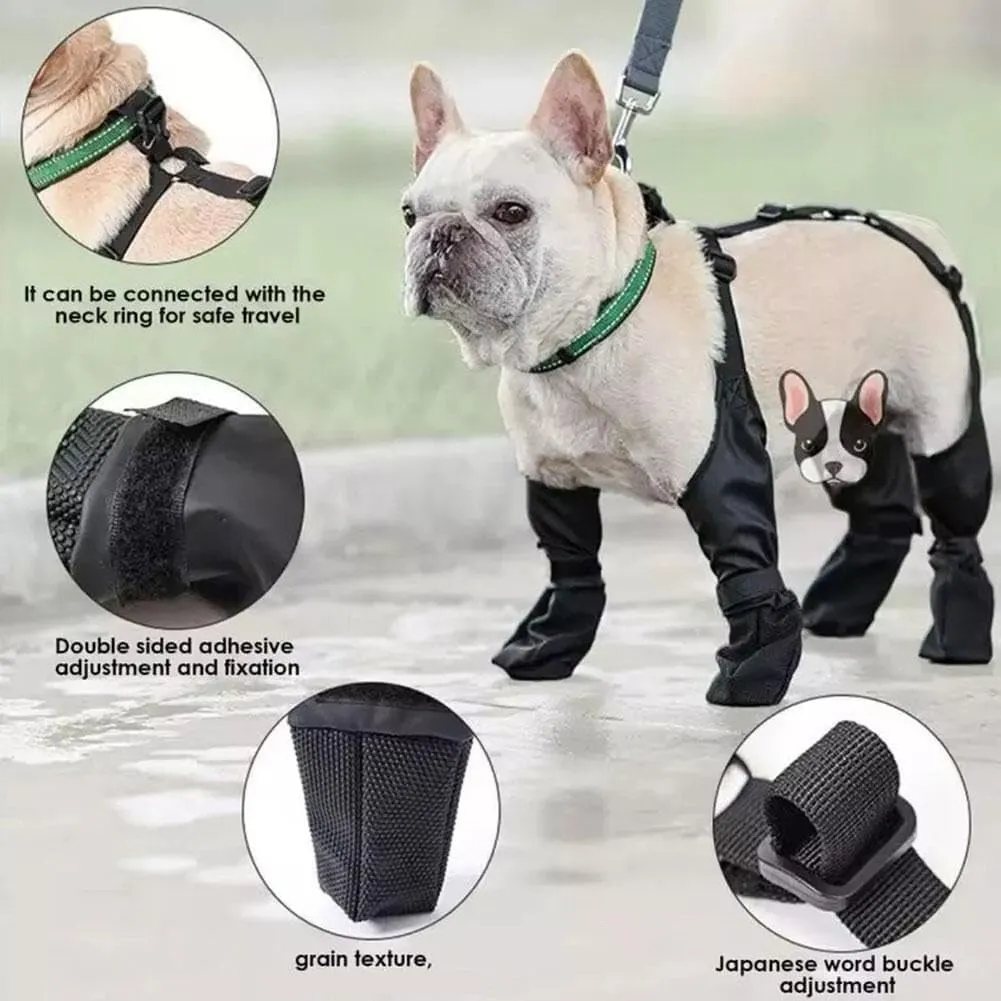 Waterproof Dog Boots with Suspenders, Anti-Slip Adjustable Paw Protector Leggings for Small/Medium/Large Breeds - Winter Summer Snow Rain Hiking Outdoor