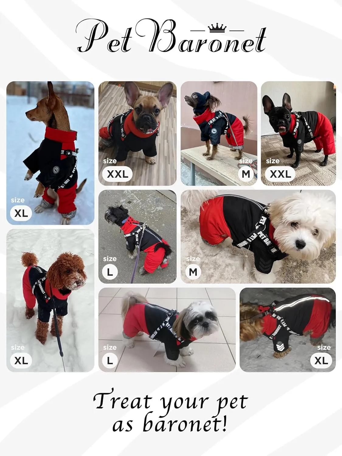 Winter Dog Coat with Harness, Reflective Snow Jacket, Waterproof Full Body Coat, Snowsuit for Small Medium Dogs (XX-Large)