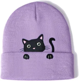 Womens Cat Beanie Cute Cat Lover Gifts Animal Knitted Hats Christmas Stocking Stuffers for Women Girls