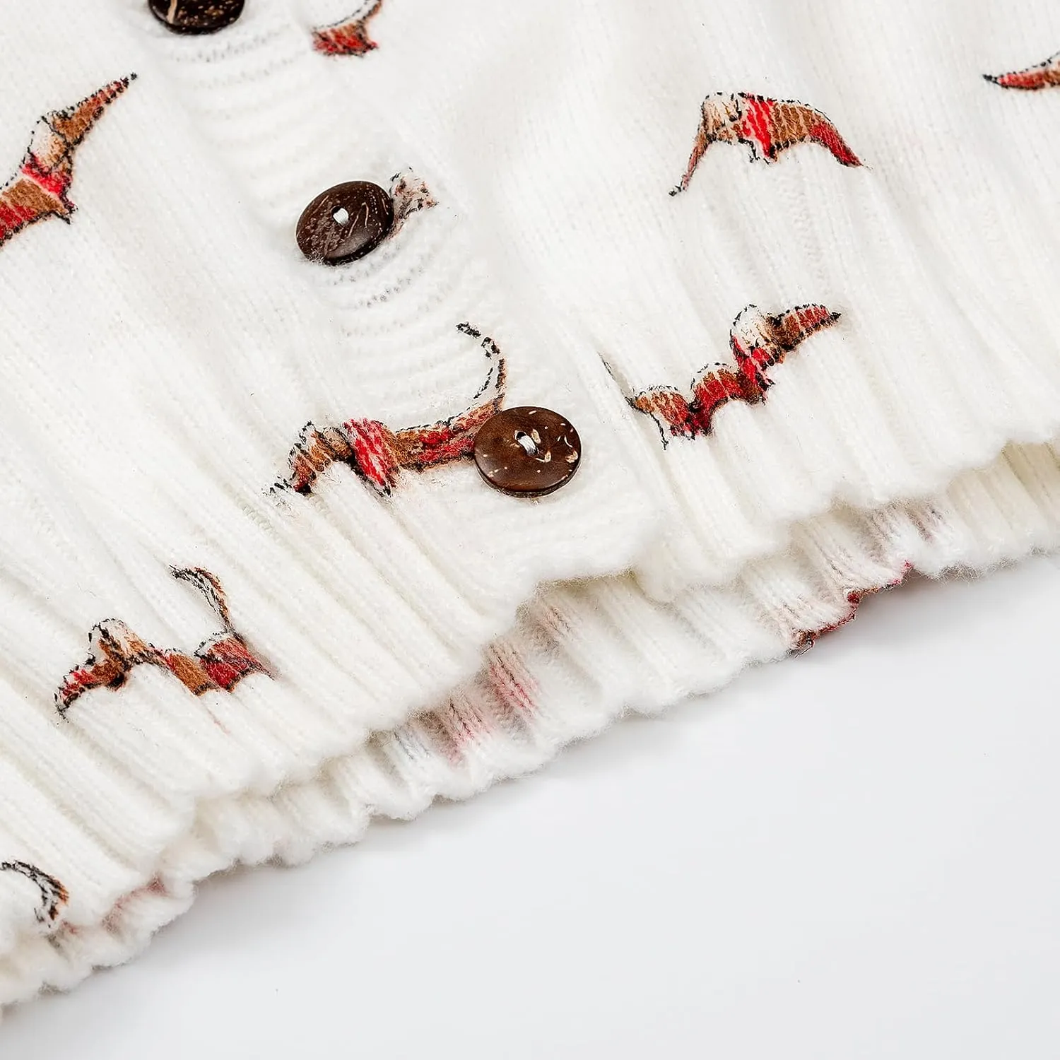 Women's Funny Fall Winter Animal Floral Christmas Tree Long Sleeve Button Knit Cardigan Sweater