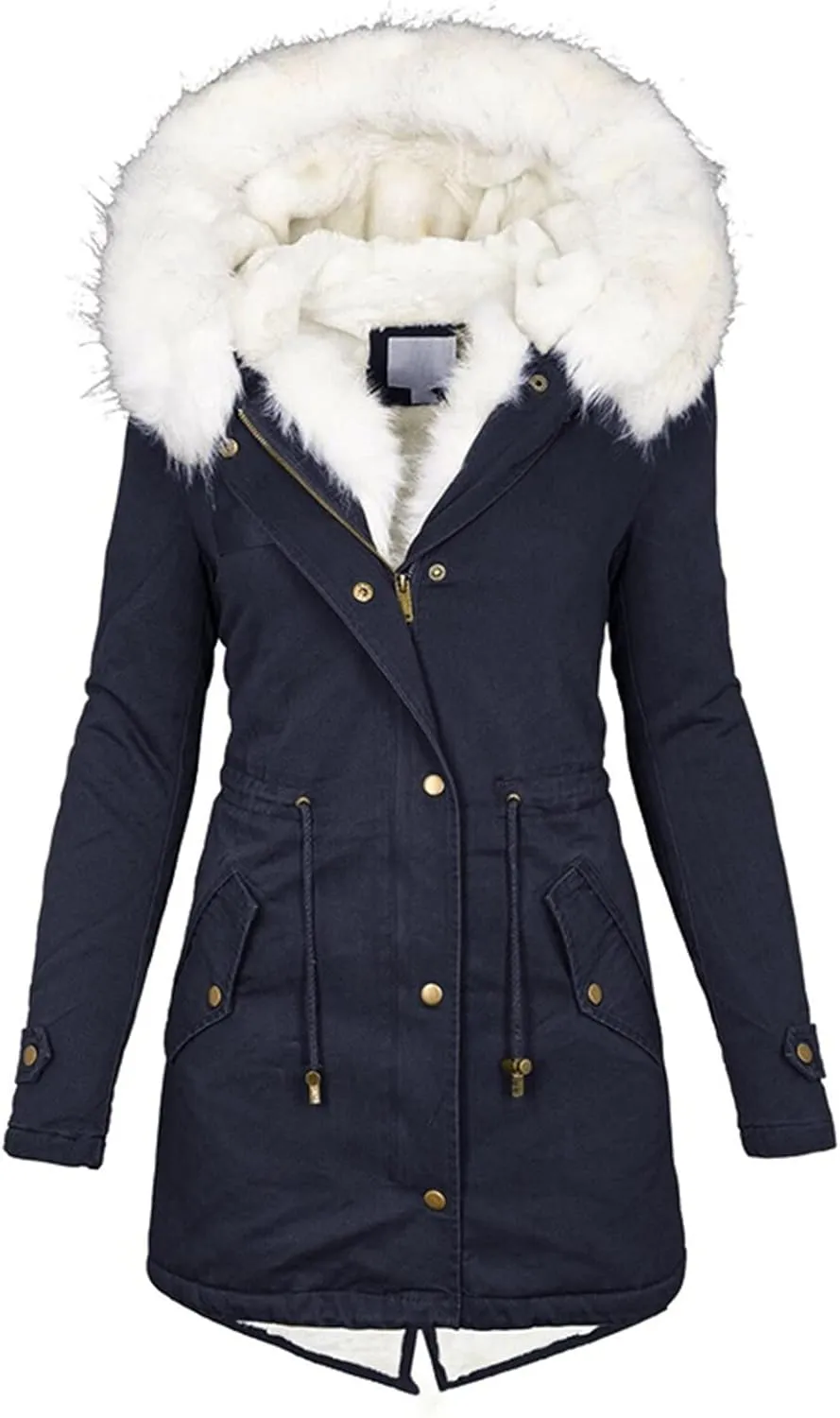 Womens Winter Coat with Fur Hood Warm Fleece Sherpa Lined Parkas Jacket Thickened Windproof Heavyweight Snow Jackets