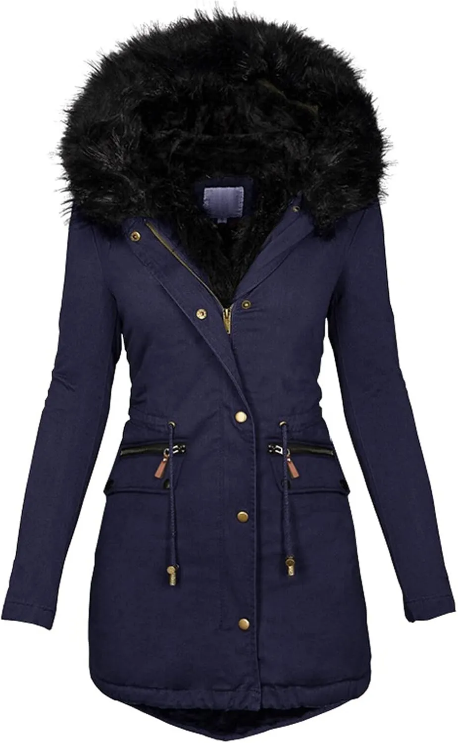Womens Winter Coat with Fur Hood Warm Fleece Sherpa Lined Parkas Jacket Thickened Windproof Heavyweight Snow Jackets
