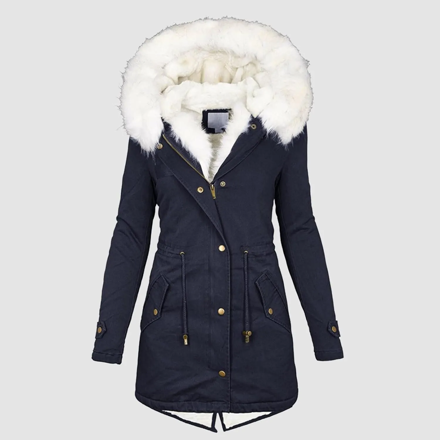 Womens Winter Coat with Fur Hood Warm Fleece Sherpa Lined Parkas Jacket Thickened Windproof Heavyweight Snow Jackets