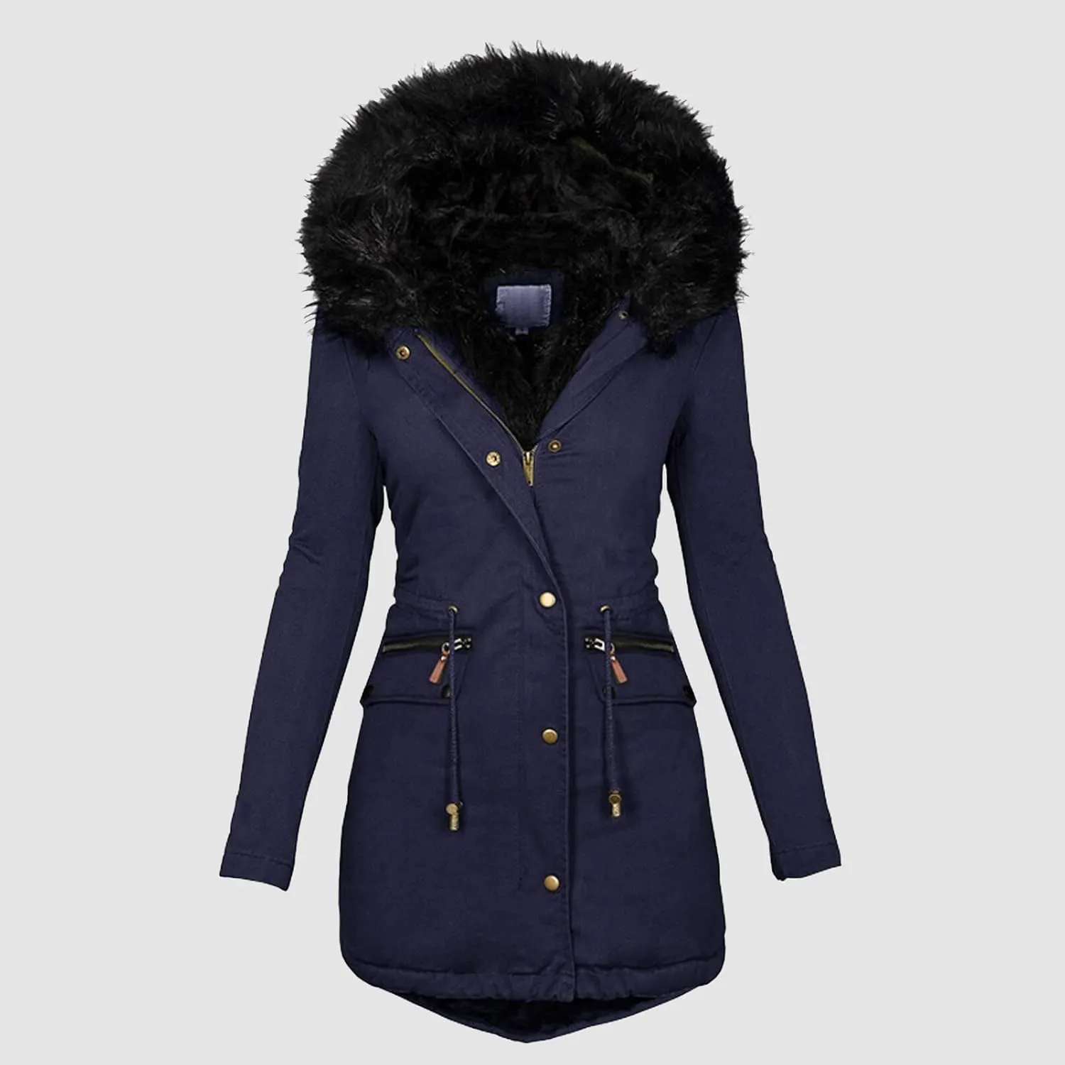 Womens Winter Coat with Fur Hood Warm Fleece Sherpa Lined Parkas Jacket Thickened Windproof Heavyweight Snow Jackets