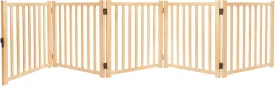 YOCAN Freestanding Wooden Dog Gate, Foldable Pet Gate for Indoor Use, Dog Fence for Doorways, Stairs, Halls & House,Easy to Install5 Panel 23"