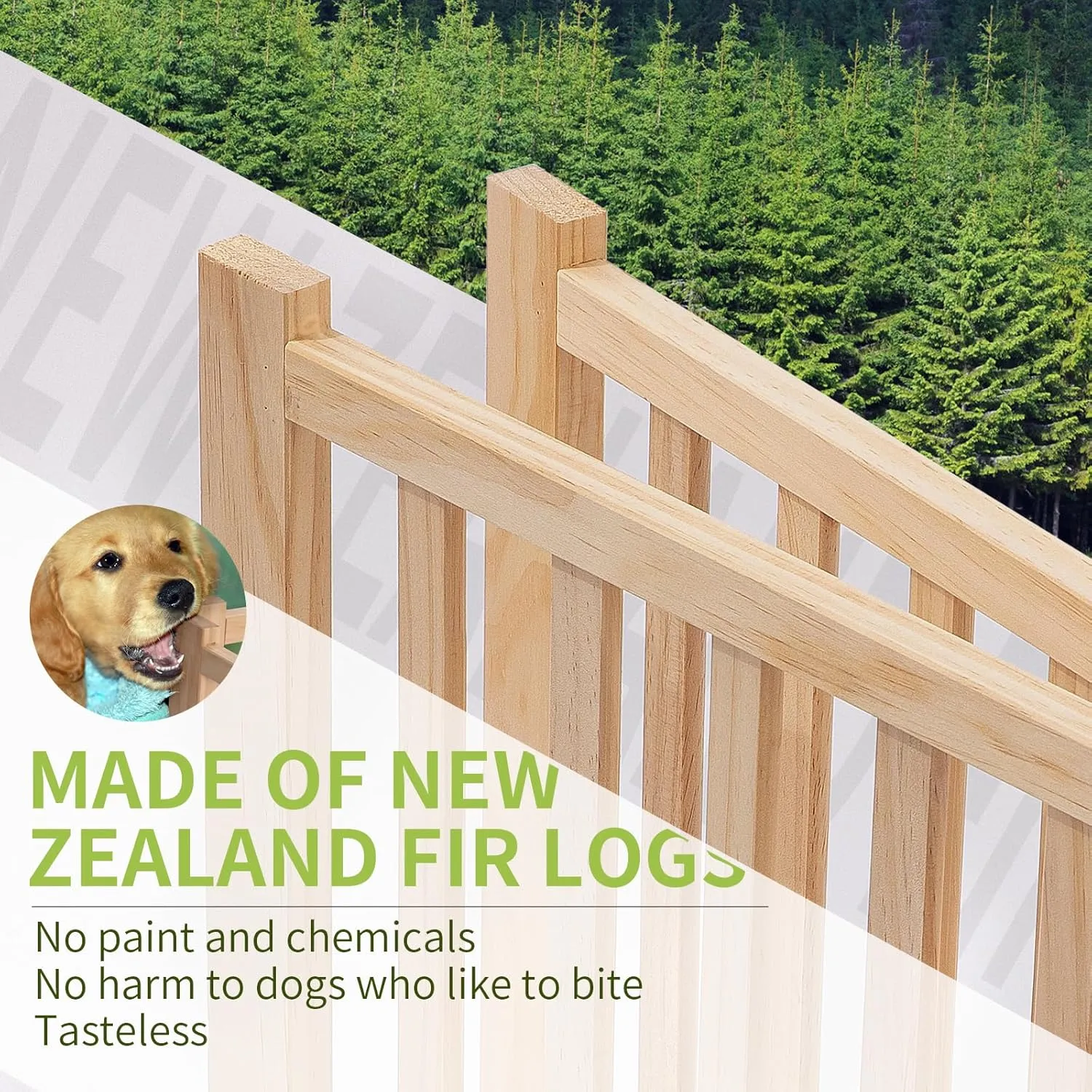 YOCAN Freestanding Wooden Dog Gate, Foldable Pet Gate for Indoor Use, Dog Fence for Doorways, Stairs, Halls & House,Easy to Install5 Panel 23"