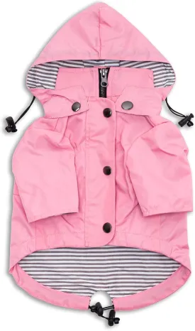 Zip Up Dog Raincoats with Reflective Buttons, Pockets, Rain/Water Resistant, Adjustable Drawstring, & Removable Hood - XXS to XXL - Stylish Premium Dog Raincoats (Pink, X-Small)