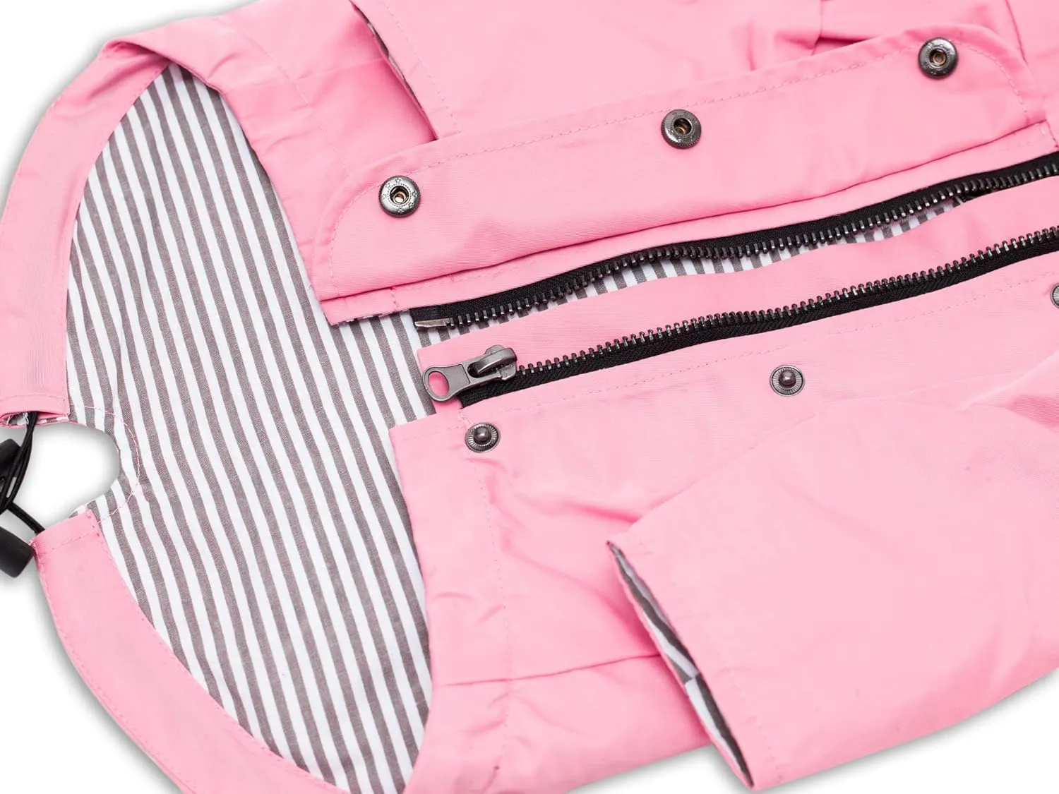 Zip Up Dog Raincoats with Reflective Buttons, Pockets, Rain/Water Resistant, Adjustable Drawstring, & Removable Hood - XXS to XXL - Stylish Premium Dog Raincoats (Pink, X-Small)