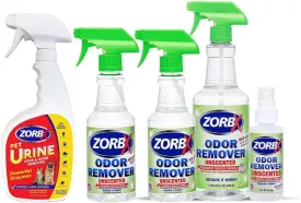 ZORBX Unscented Odor Eliminator for Strong Odor - Used in Hospitals & Healthcare Facilities (2oz   16oz   32oz   16oz)   Pet Urine Stain & Odor Remover Spray (24oz)